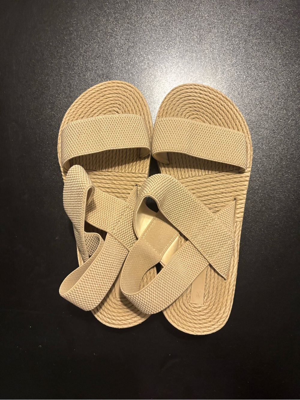 Neutral Beige Women's Cross-Strap Slide Sandals